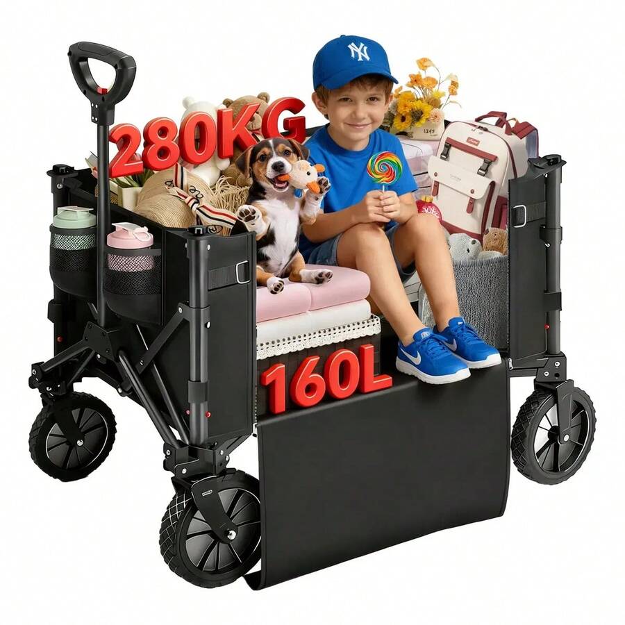 Folding Shopping Cart With Wheels For Camping - A - View 1