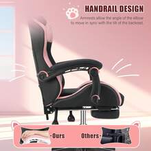 OYAJIA Racing Style Gaming Chair Ergonomic Computer Chair Office Chair Desk Swivel Chair Adjustable Reclining Footrest Cushion White - Black and Pink - View 9