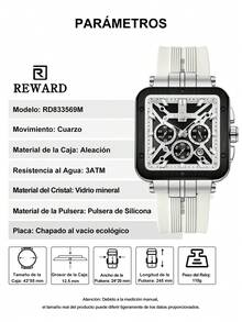 REWARD Men's Quartz Watch Business Fashion Style Calendar Luminous Hands Multi-Function High Quality Gift Classic Design Silicone Strap - White - View 7