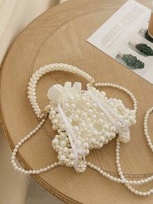 This Mini Pearl Handbag Showcases A Youthful And Vibrant New Style, And Is Also A Great Gift For Friends. - Beige - View 6