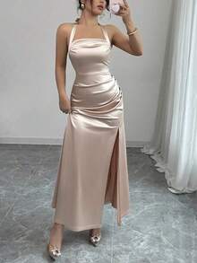 Women Midi Dresses - Champagne - View 5