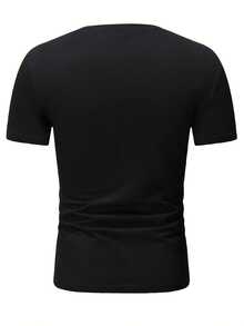 Men's Simple Casual Sports Business Fashion T Shirt - 黑色 - 查看 3