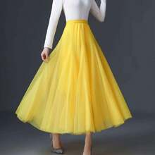 Women's High Waist Long Skirt, Available In Lake Blue, Pink, Dark Green, Blue Gray, Black, White, Red, Rose Red, Royal Blue, Yellow, Summer - Multicolor - View 7