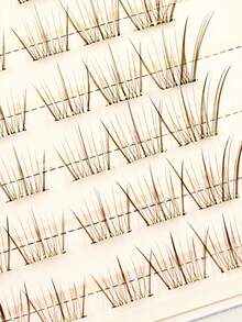 60 Clusters Glue-Free False Eyelashes, Brown Natural Realistic Korean Style, Easy For Beginners To Wear, Lash Clusters, Single Cluster False Eyelashes, Eyelashes, False Eyelashes, Cartoon Style Cos - C - View 4