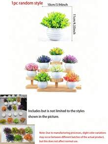 4/2/1p Artificial Small Flowering Green Plants, Artificial Potted Plants, Artificial Mini Bonsai With White Vase, Plastic Flower Potted Landscape, Suitable For Office, Yard, Balcony Decoration, Home Decor, Garden, Living Room, Dining Table, Kitchen - Multicolor-c - View 9
