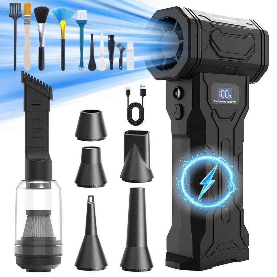 110,000 RPM Wireless Handheld Vacuum Cleaner, Type-C Rechargeable Cleaning Blower, Car Snow Remover, Indoor Dust Removal, Fast Cooling, Garden Snow Blower, 4-Speed Adjustable Portable Jet Fan