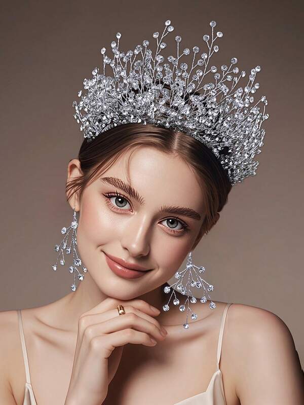 1pc Luxury Bridal Crown Rhinestone Headband Women Hair Accessory Princess Wedding Celebration Party Photography Accessory