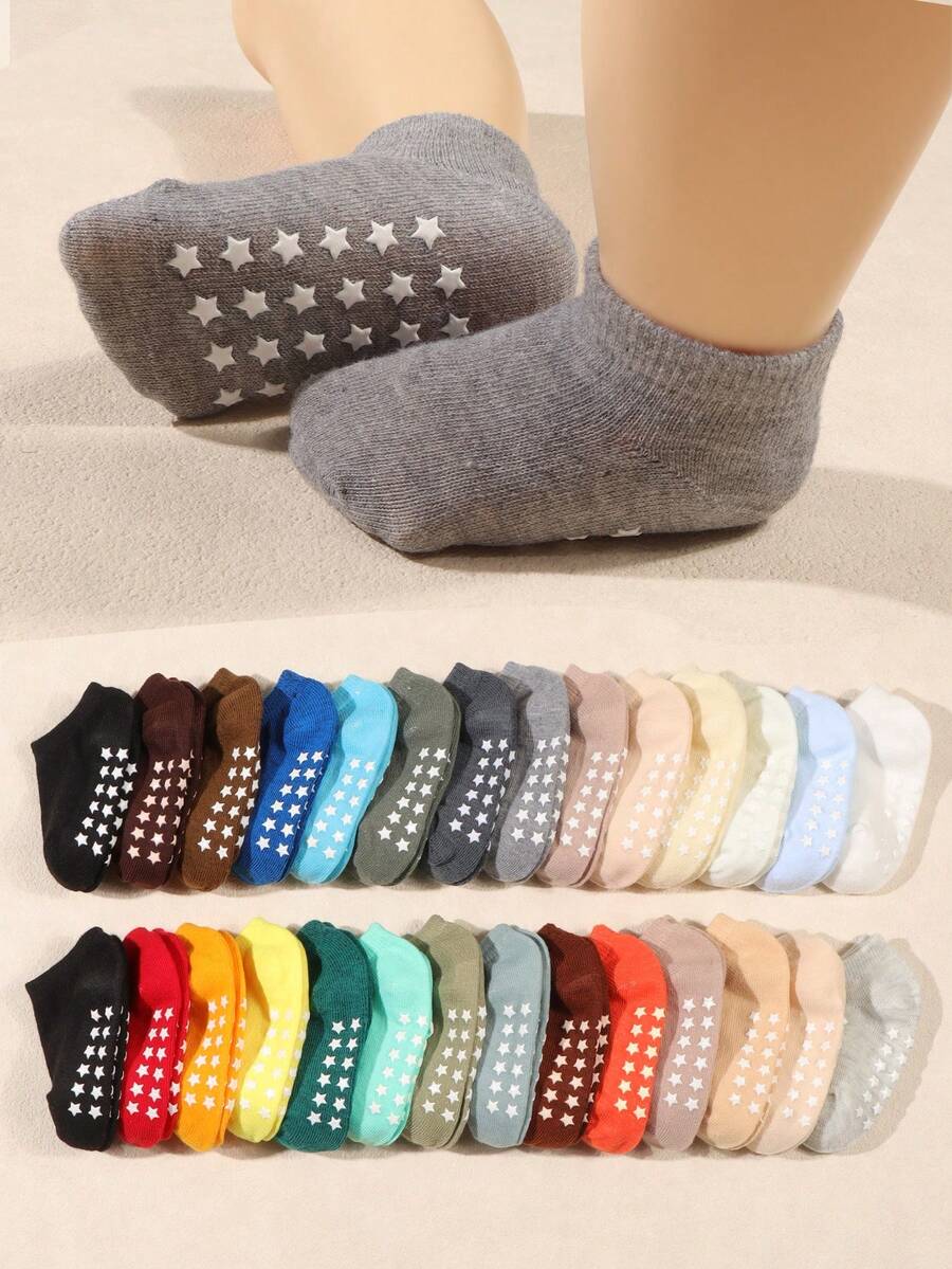10 Pairs Baby Toddler Anti-Slip Socks, Random Colors Star Grip Low Cut ...