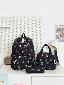 1 Set Tas Ransel Sekolah - Tas Ransel Kapasitas Besar Motif Pita + Tas Bekal + Tempat Pensil, Set Multi-Piece, Dengan Kompartemen Laptop, Tas Ransel Nilon Tahan Lama, Tas Ransel dengan Tali Bahu yang Dapat Diatur - Tas Ritsleting Ringan dan Portabel, Cocok Untuk Pelajar/Remaja/Lulusan, Sempurna Untuk Aktivitas Luar Ruangan/Perjalanan/Sekolah Menengah Pertama/Sekolah Menengah Atas/Perguruan Tinggi, Tas Ransel Penting untuk Kuliah - Beraneka warna - View 15