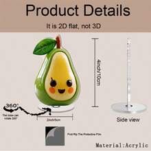 2D Flat Avocado Olive Face Rotating Acrylic Desktop Ornament - Whimsical Kitchen Decor, No Electricity Required, Suitable For Indoor/Outdoor Use, Perfect For Housewarming Gifts And Holiday Celebrations, Halloween Decor, Holiday Decoration - A - View 7