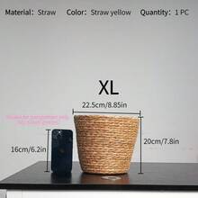1/3件手工編織圓形波希米亞風花盆，附塑膠內襯，防水輕量，適用於室內/室外植物、仙人掌、多肉植物，小/中型居家園藝裝飾 - 草黃色 - 查看 15