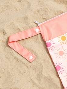 1pc Vintage Print Beach Vacation Waterproof Storage Bag,Back To School - Coral Pink - View 6