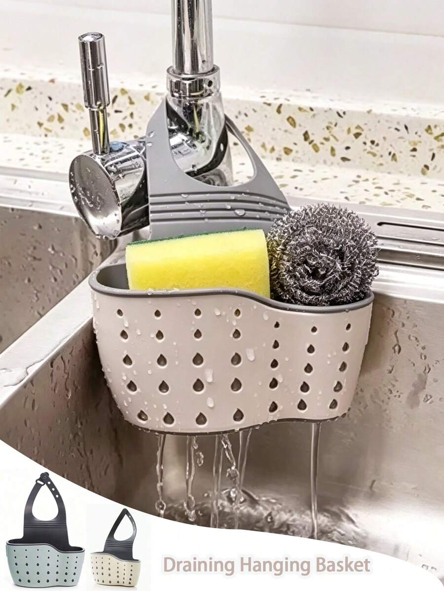 1pc Sink Hanging Strainer Basket With Adjustable Strap, Can Be Used To Hold Sponges, Also As Faucet Hanging Basket Or Kitchen Storage Bag, Kitchen Decor, Kitchen Accessories, Home Decor, Home Accessories, Kitchen Storage Organizer