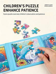 3-In-1 Magnetic Puzzle, Suitable For Progressive Education Logic Toy, Includes Magnetic Puzzle Pieces, Ocean/Animal/Transportation Theme Educational Game, Challenging Activity, Suitable For Learning And Patience Cultivation Birthday Gift - Multicolor - View 5