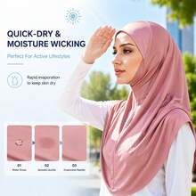 1pc Solid Color Bohemian Polyester (Polyester) Headscarf Hat, All-Season Ice Silk Headscarf Hat, Quick-Dry Sun Protection Base Hat, Oversized Headwrap - Multicolor - View 5