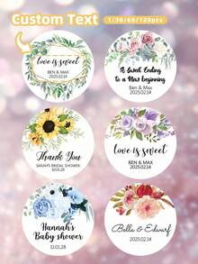 1/30/60/120pcs Personalized Wedding Stickers, Round Return Gift Labels, Thank You Stickers, Custom Round Labels For Anniversary, Couple Gifts, Save The Date - Multicolor - View 1