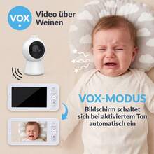 OYAJIA Baby Monitor HD 5-Inch With Camera, Non-Wi-Fi Video Baby Monitor, Night Light, Lullabies, 6m Range, Two-Way Audio - White - View 7