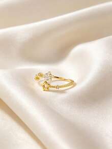 1 buah Cincin Terbuka Bintang Lima Bersudut Lucu dan Modis, Cincin 3D Unik dan Istimewa, Cocok untuk Pemakaian Sehari-hari, Aksesori Perhiasan, Hadiah Festival Musik, Hadiah Ulang Tahun untuk Teman - Yellow Gold - View 6