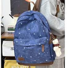 LECEY Mochila portátil de gran capacidad con estampado de estrellas para mujer - Azul - Ver 3