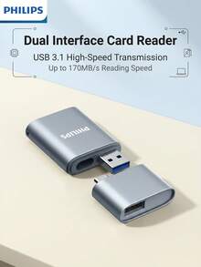 Philips Portable SD Card Reader, USB 3.1 Interface, High Performance And Stable, Dual Interface Plug And Play, With Lanyard Hole For Easy Carrying, Suitable For Photography And Daily Data Transfer - View 1