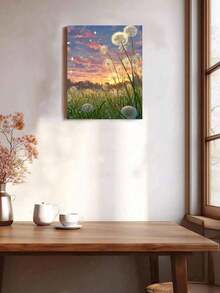 Set Dekorasi Dinding Lukisan Minyak Digital DIY Ladang Liar Matahari Terbenam Dandelion, Pemandangan Lanskap Modern Buatan Tangan, Kerajinan Lukisan, Dekorasi Rumah Dewasa, Hadiah Liburan - Set - View 2