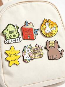 Limited-Edition English Slogan Charm Set - CELL-FIE. Features Cute Animal Accessories Such As Cells, Tired Unicorns, And Funny Flame Ducks. - Multicolor - View 3
