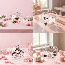 1pc Acrylic Pumpkin Shaped Decorative Ornament, With Ghost, Bat Happy Halloween Design, Perfect For Home Holiday Decor, Party Decoration, Halloween Statue, Halloween Decoration, 2D - Pumpkin-shaped Ornaments - View 6