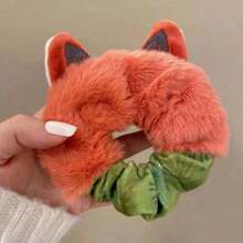1pc/2pcs Plush Cartoon Fox/Rabbit Hair Scrunchies, Cute Plush Ponytail Hair Ties - Multicolor - View 8