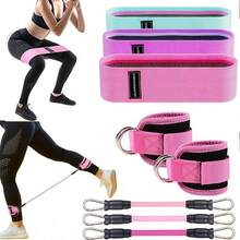 3-Piece Yoga Resistance Band Set For Leg And Hip Shaping, Multi-Level Tension Fitness Equipment With Ankle Straps - Multicolor - View 1
