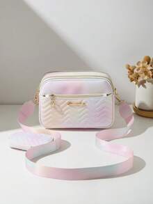 2pcs Set Stitching Multi-Layer Crossbody Bag Shoulder Bag Pendant Small Bag Gradient Color - Multicolor - View 2