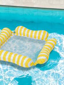 Classic Striped Inflatable Water Hammock Floating Lounge Chair, 4-Sided Air Pillow Mesh Pool Float, Foldable Portable Swimming Raft, Suitable For Beach, Pool, Summer Vacation - Multicolor - View 6