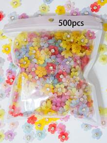 30-500件 14.5mm 多色五瓣洋紫荊花，半透明磨砂花瓣配金色底爪鑲鑽裝飾，樹脂洋紫荊花，適用於蝴蝶結、胸針、鈕扣、花卉頭飾、服飾配件、DIY手工藝 - 彩色紫荊花 - 查看 12
