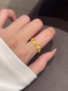 1pc Minimalist Sweet Bow Adjustable Open Ring Suitable For Women Everyday, Festivals And Parties - Yellow Gold - View 5