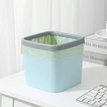 1pc Nordic Desktop Mini Trash Can, Square No-Cover Waste Bin With Pressure Ring, Home Office Living Room Storage Box - Multicolor - View 2