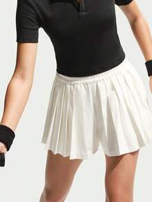 Nike Women's Fashion Pleated Sports Shorts, Tennis Fitness Versatile - White - View 3