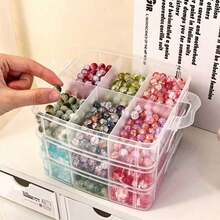 1pc Divided Storage Box (6 Compartments In 1 Layer), Suitable For Storing Lipstick, Hair Accessories, Necklace, Bracelet, Earrings, Rings And Small Items, Portable Travel Handbag Storage Box, Suitable For Storing Various Small Items, Halloween - Clear - View 6