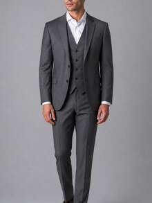 Slim Fit 3 Piece Suit – Sophistication With Stylish Vest - 灰色 - 查看 1
