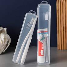 Transparent Portable Toothbrush And Toothpaste Storage Box, Leak-Proof Travel Toothbrush Case, Dust-Proof Oral Care Storage Box For Bathroom, Camping, Business Travel, Travel Transparent Storage Box, Makeup Brush Storage Box, Reusable - Clear - View 1