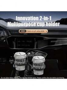 Nampan Mobil Berputar 360°, Cocok untuk Meletakkan Barang-Barang Kecil, Tempat Gelas Mobil Multifungsi ABS dengan Nampan yang Dapat Dilepas, Alas yang Dapat Diatur, Tempat Gelas Ganda, Aksesori Interior Mobil, Cocok untuk Makan dan Minum - Hitam - View 10