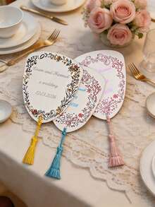 Segnalibri personalizzati con bordo floreale per matrimonio con nappine, nomi personalizzati dello sposo e della sposa e data, etichette per bomboniere di matrimonio, accessori vintage per inviti di matrimonio floreali - Multicolore - Visualizzare 3