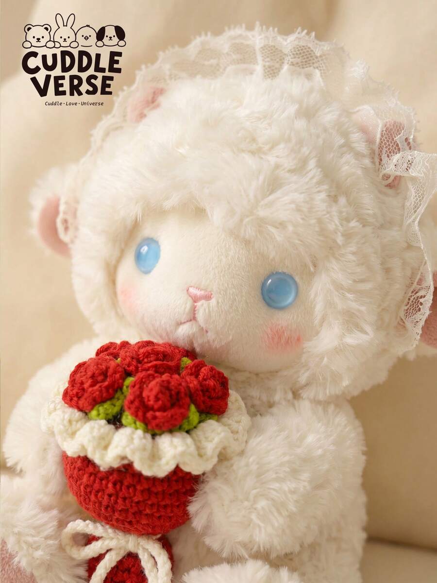 8.27英吋可愛天使毛絨玩具,手持花束,療癒柔軟玩偶,搭配蕾絲頭巾,適合生日、情人節及其他節日的驚喜禮物,柔軟毛絨玩具,水豚,毛絨玩偶,女孩玩具,泰迪熊,雕像 - 彩色 - 查看 1