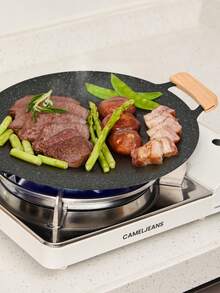 CAMEL CROWN Exquisite Portable Cast Iron Griddle Pan With Dual Handles, Outdoor BBQ Plate For Picnic Barbecue, Camping Cookware Gear - Black - View 3