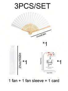 3-60支装优雅折叠手扇套装，包含感谢卡和礼品袋，新娘竹扇，是伴娘礼物、婚礼装饰、派对、活动和夏季配饰的理想之选。 - 彩色 - 查看 14