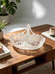 1pc Luxury Semi-Transparent White Portrait Jewelry Dish, Bedroom Vanity Decorative Ornament, Jewelry Tray, Desktop Small Item Storage Tray - Multicolor - View 2
