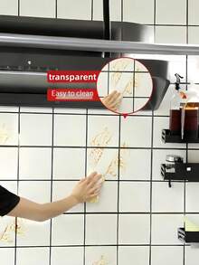 45*100cm 自黏式透明廚房防油牆貼,耐熱防水防油污可移除保護膜,易清潔易撕除,適用於爐灶背牆、烹飪檯面、磁磚、櫥櫃,廚房翻新裝飾 - 透明 - 查看 10