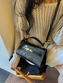 Premium Crocodile Embossed Handbag, New Fashion Versatile Lightweight Luxury Niche Shoulder Crossbody Bag For Women - Black - View 3