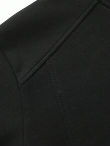 男士純色休閒短袖T恤，極簡日常通勤，春/夏 - 黑色 - 查看 5