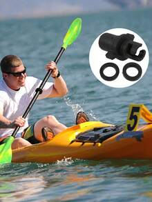 Adaptador de válvula de aire para kayak inflable de uso pesado, conector universal de válvula de bomba de aire, accesorio de inflado para SUP inflable, bote y kayak, adaptador para canoa, bote de goma, tabla de SUP, equipo de deportes acuáticos inflable, pieza de repuesto para inflar y desinflar - Negro - Ver 2