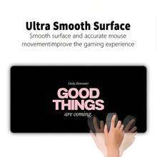 1pc XXL "Good Things Are Coming" Desk Mat-Large Gaming Mouse Pad, 2MM Thick Rubber Base,Non-Slip Bottom,Stitched Edges, Mooth Surface, Office Desk Accessories, University Essentials, Dorm Room Study Mat, Laptop Desk Protector - Multicolor - View 4