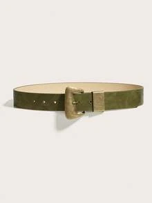 1 pieza Cinturón vintage verde oliva para mujer, cinturón con hebilla asimétrica de bronce, cinturón occidental, cinturones Y2K, cinturones bohemios, cinturón campestre, cinturón de vaquera, cinturones para vestidos de mujer, punk, accesorios, combina con vestidos, pantalones, vuelta al colegio, verano, festival de música, fiesta, vacaciones, otoño, campus, playa - A - Ver 3